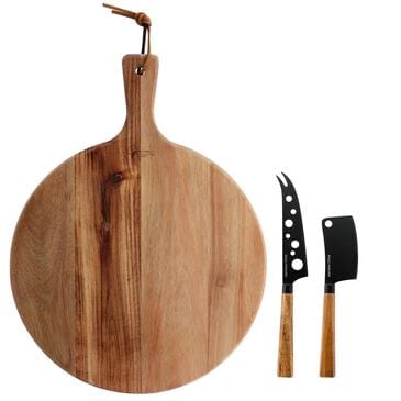 Gibson Home Elite 3-Piece Acacia Wood Charcuterie Serving Board and Cheese Knife Set in Brown and Black, , large