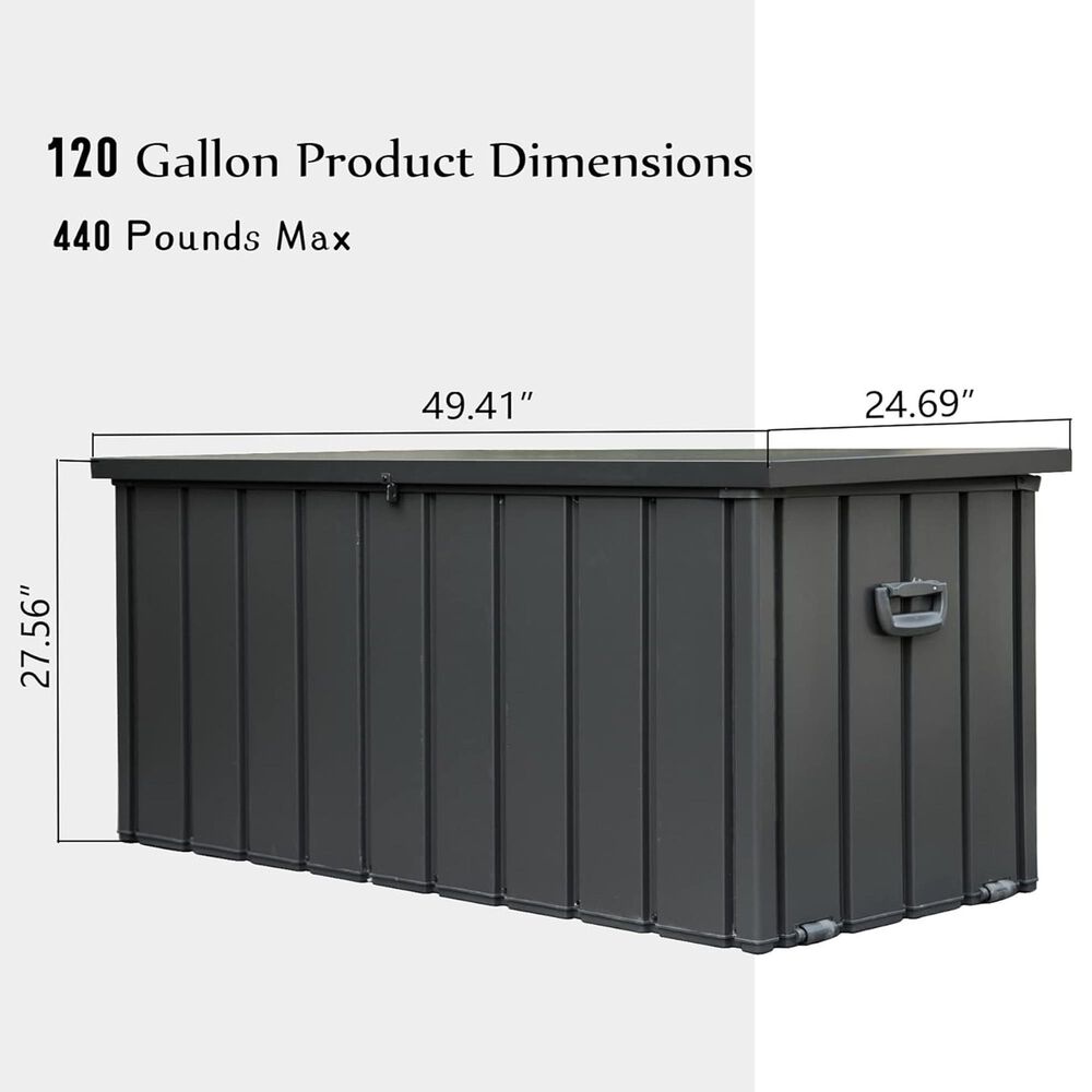 HOMLUX 120-Gallon Outdoor Waterproof Storage Deck Box with Lockable Lid in Dark Gray, , large