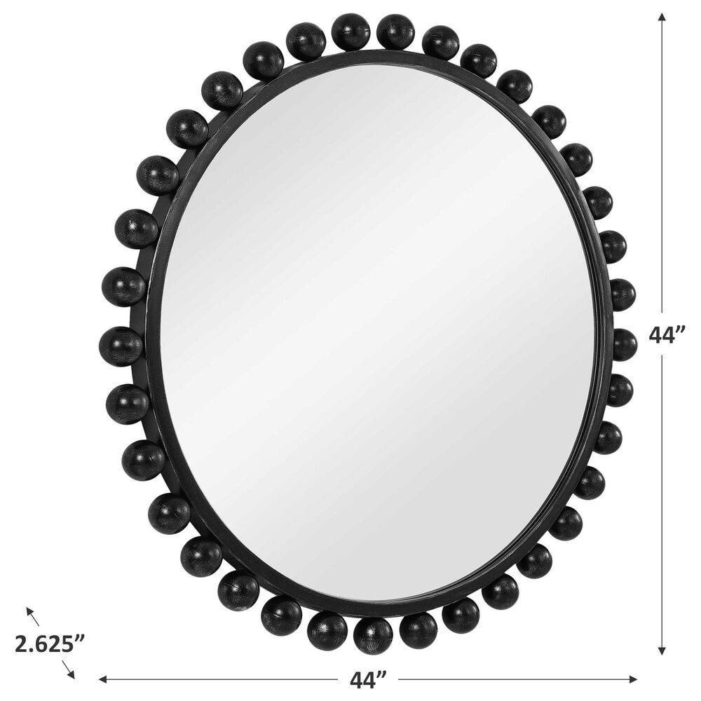 Uttermost Cyra Round Accent Wall Mirror in Distressed Black, , large