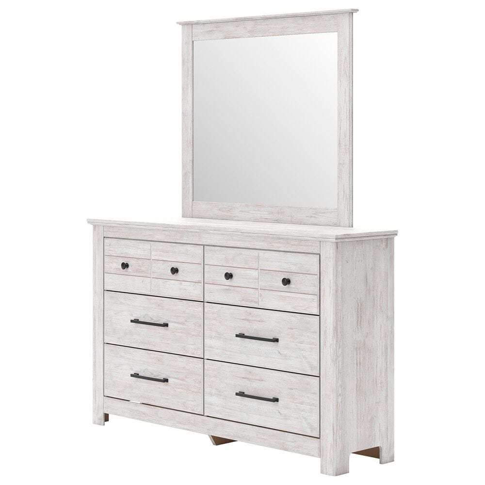 Ashley Makidern 6-Drawer Dresser and Mirror in Whitewash, , large