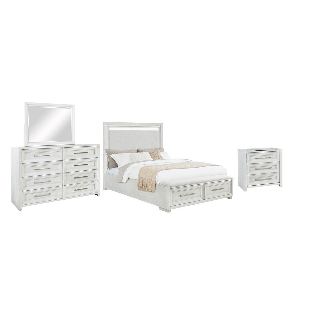 Sasha Lee 4-Piece Queen Storage Bedroom Set in Brushed White, , large