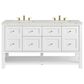 James Martin Vanities Breckenridge 60" Double Bathroom Vanity in Bright White with 3 cm Eternal Jasmine Pearl Silestone Top, Rectangular Sinks and FreePower Wireless Charger, , large