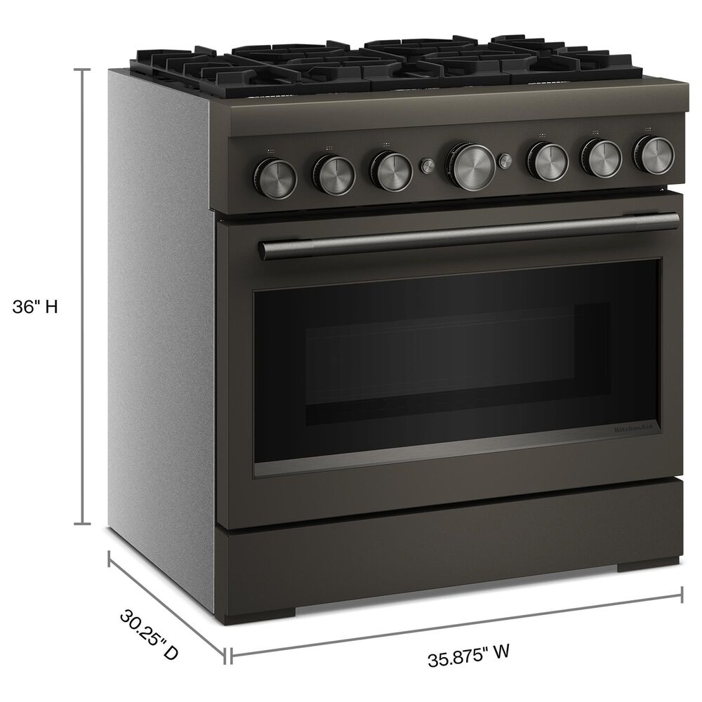 KitchenAid 36" Commercial Dual Fuel Range in Black Ore, , large