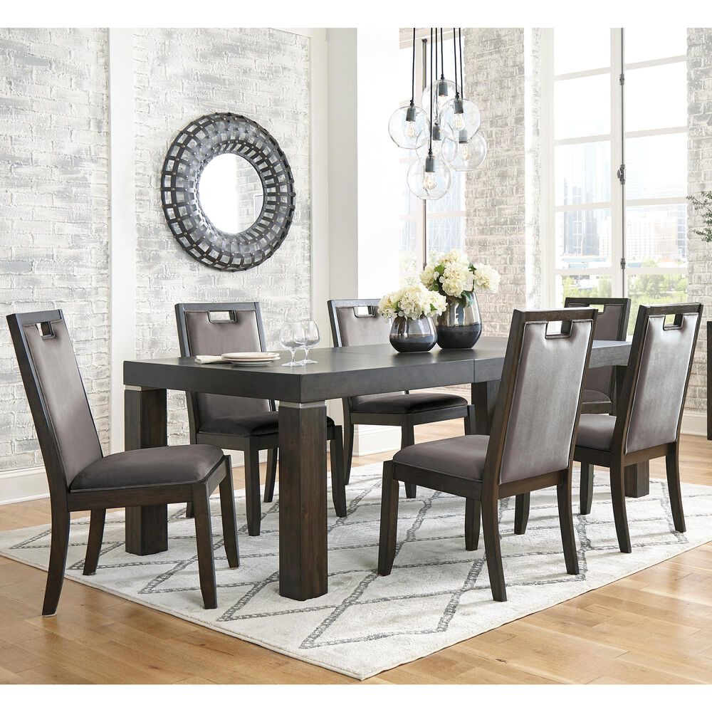 Ashley Hyndell 7-Piece Dining Set in Dark Espresso Brown, , large