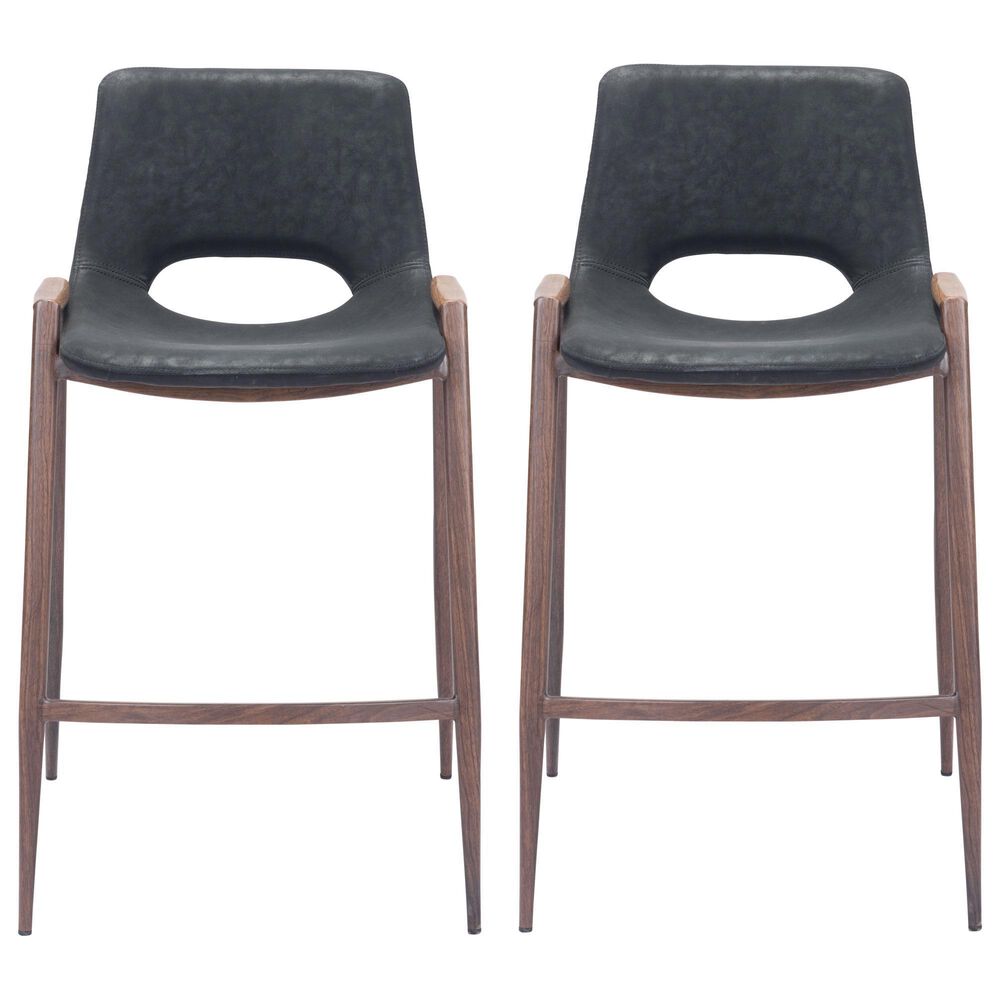 Zuo Modern Desi Counter Chair in Black/Dark Brown &#40;Set of 2&#41;, , large