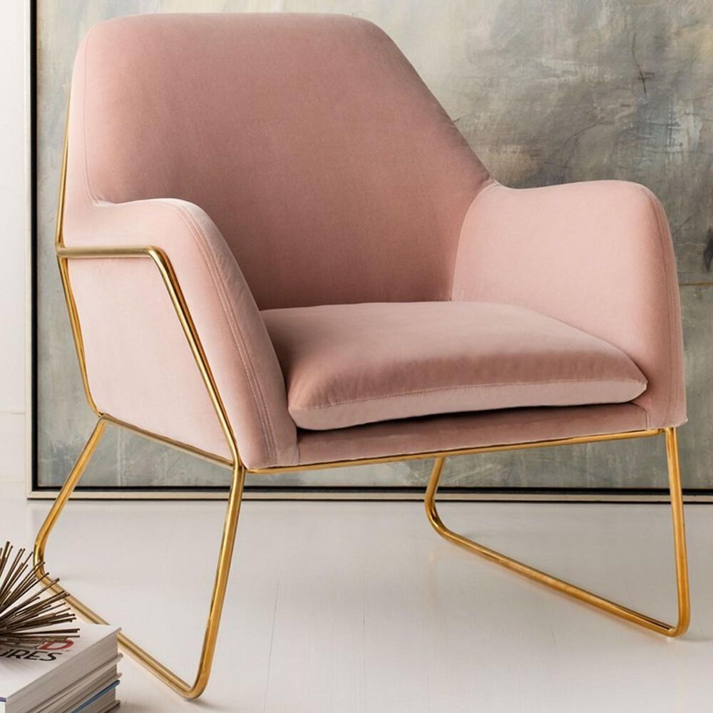Safavieh Misty Accent Chair in Blush Velvet, , large