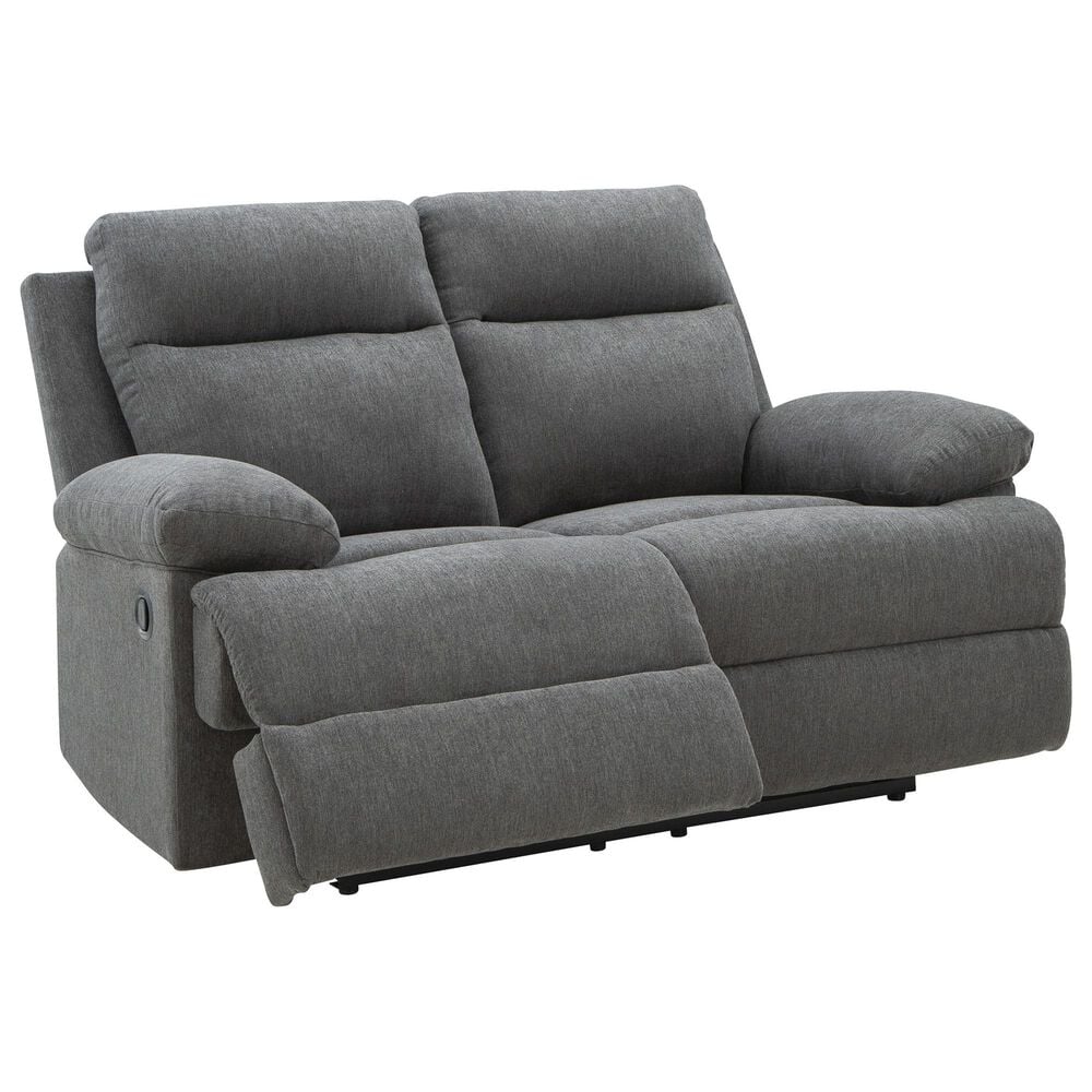 Ashley Side-Swipe Manual Reclining Loveseat in Charcoal, , large