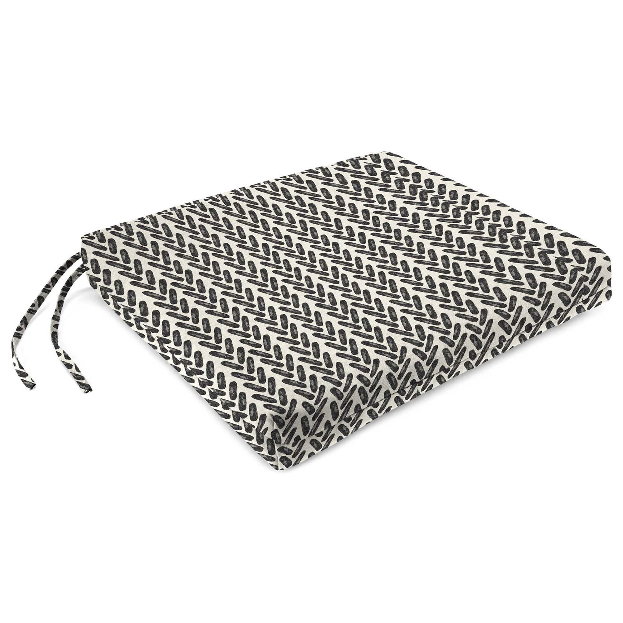 Jordan Manufacturing 17 x 19 Rectangular Outdoor Chair Pad Seat Cushion in Hatch Black