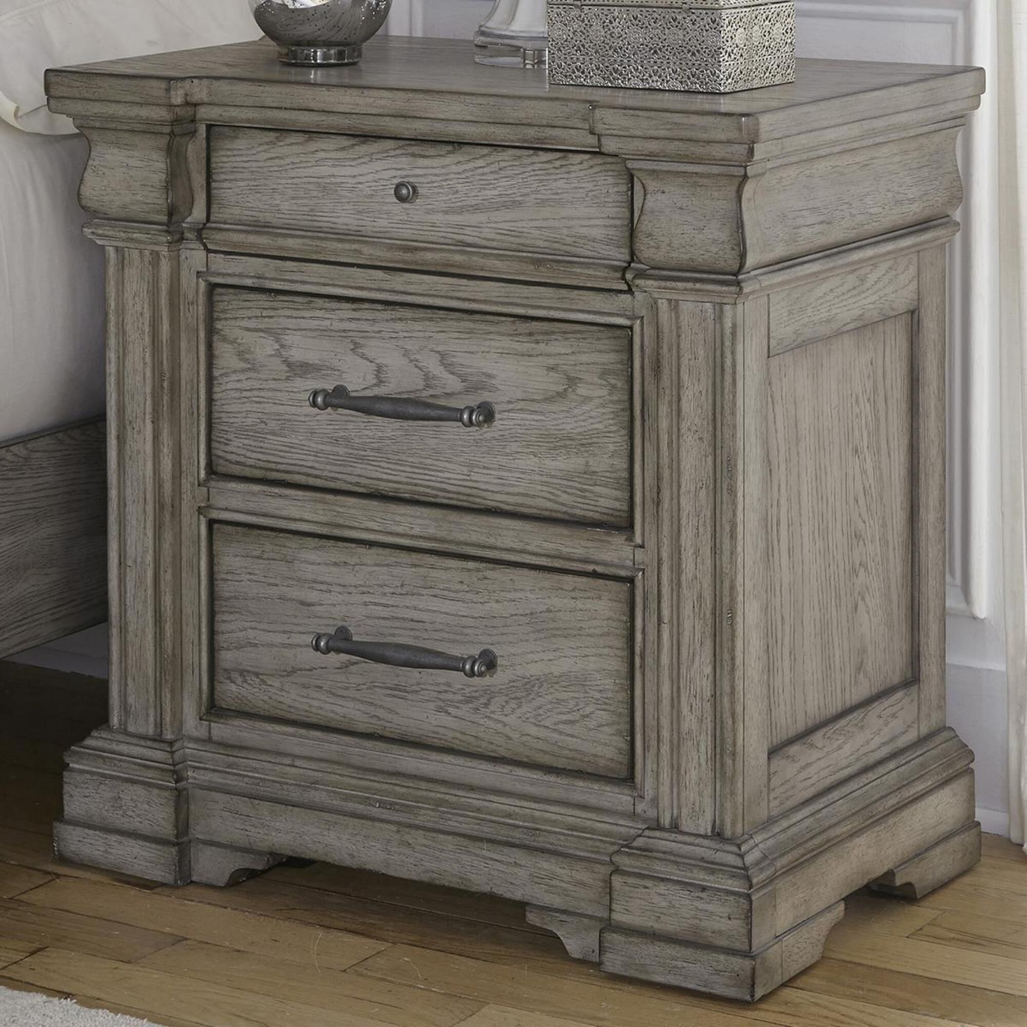 Chapel Hill Madison Ridge 3 Drawer Nightstand in Bluff Gray