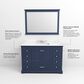 Lexora Home Dukes 48" Single Bathroom Vanity in Navy Blue with 2 cm White Carrara Marble Top and Rectangular Sink, , large