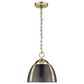 Golden Lighting Aldrich 1-Light Pendant with Matte Black Shade in Aged Brass, , large