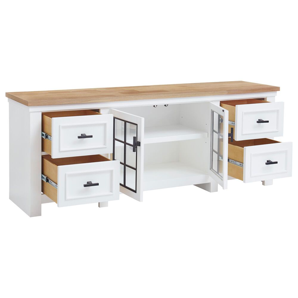 Ashley Ashbryn 74&quot; TV Stand in White and Natural, , large
