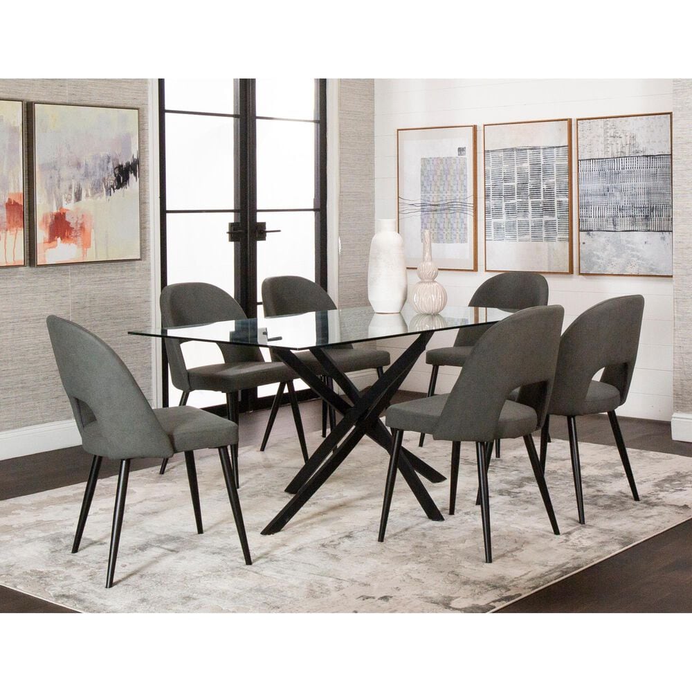 Sunset Furniture Lena Dining Table in Clear and Matte Black, , large