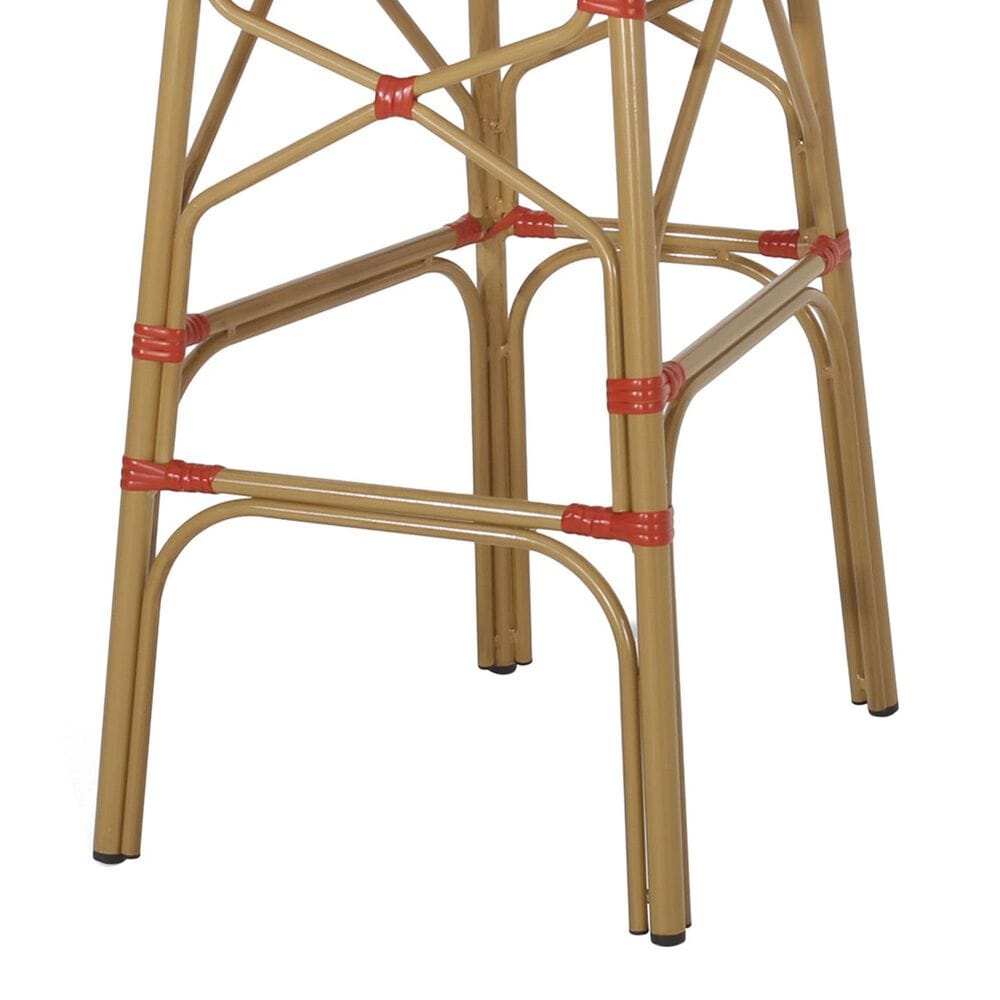 Hearth and Haven Outdoor Wicker French Barstool with Curved Design in Red (Set of 2), , large