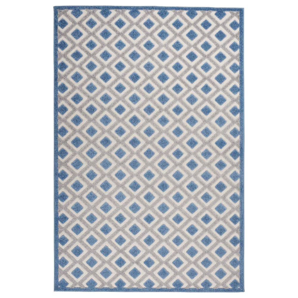 Nourison Aloha ALH26 6" x 9" Blue and Grey Indoor/Outdoor Area Rug, , large