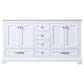 Lexora Home Dukes 60" Double Bathroom Vanity in White with 2 cm White Cultured Marble Top and Rectangular Sinks, , large