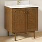James Martin Laurent 30" Single Bathroom Vanity in Honey Oak with Single Hole 3 cm White Zeus Silestone Top and Rectangular Sink, , large