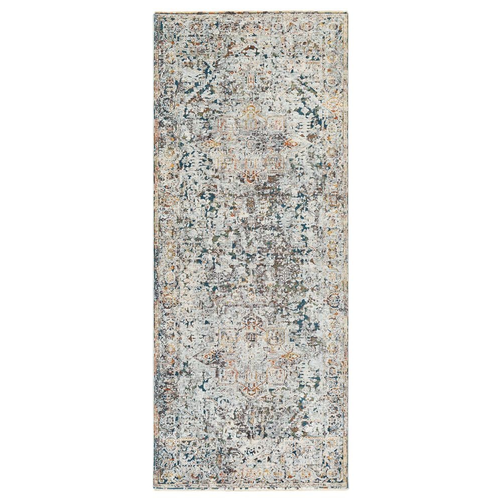 Surya Presidential PDT-2300 3"3" x 8" Blue, Gray and Orange Runner, , large