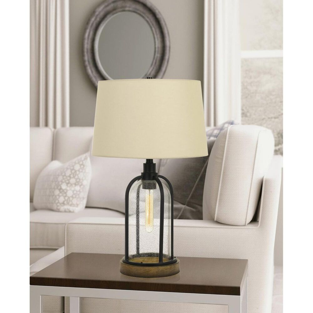 Cal Lighting Ciney Table Lamp in Black and Wood, , large