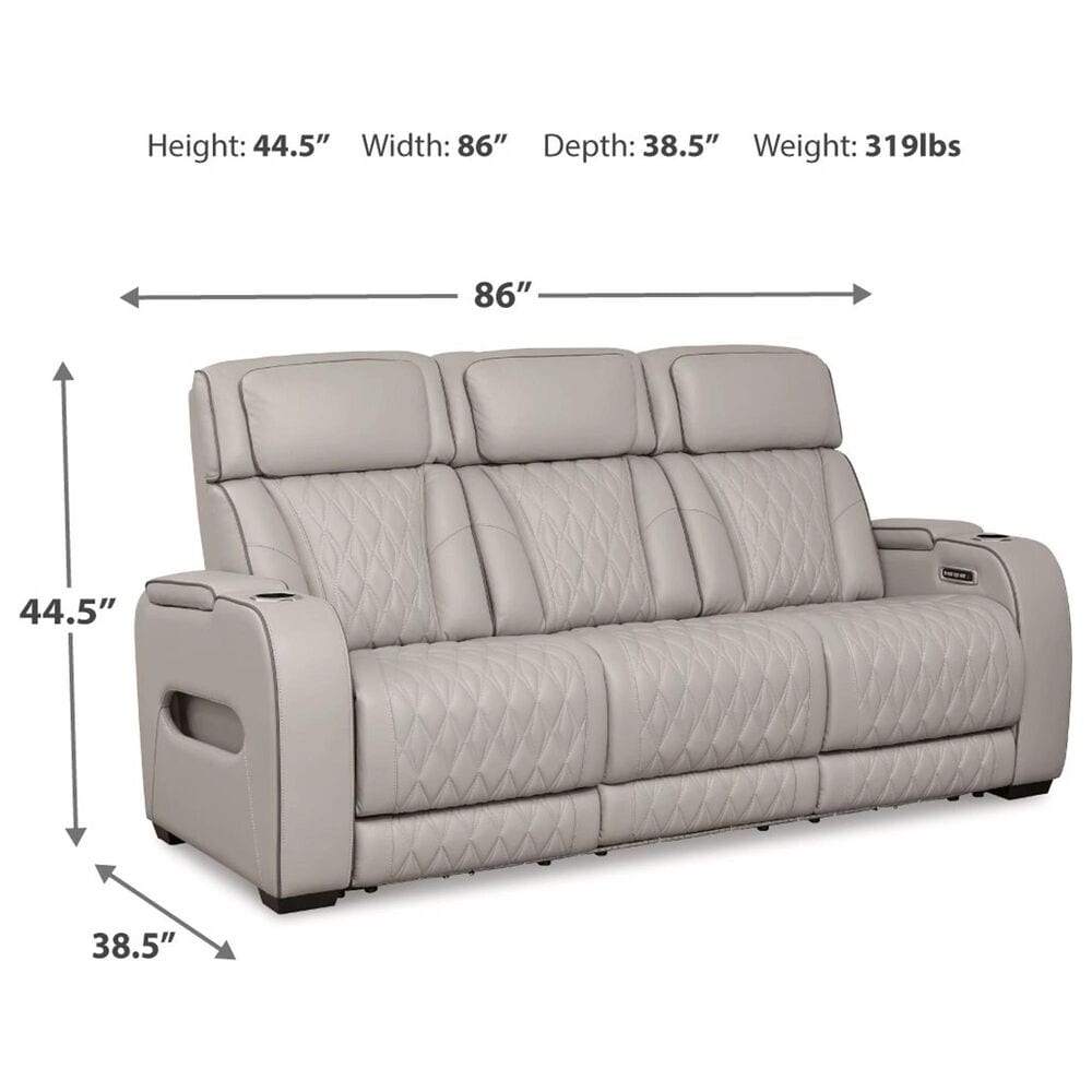Ashley Boyington Power Reclining Sofa in Gray, , large