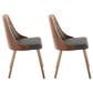 LumiSource Anabelle Side Chair with Brown Faux Leather Cushion in Walnut (Set of 2), , large