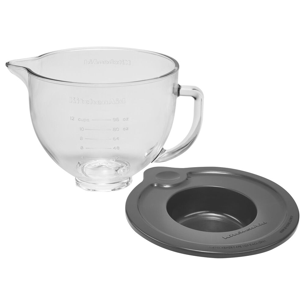 KitchenAid 5-Quart Tilt-Head Glass Bowl with Measurement Markings and Lid  in Clear