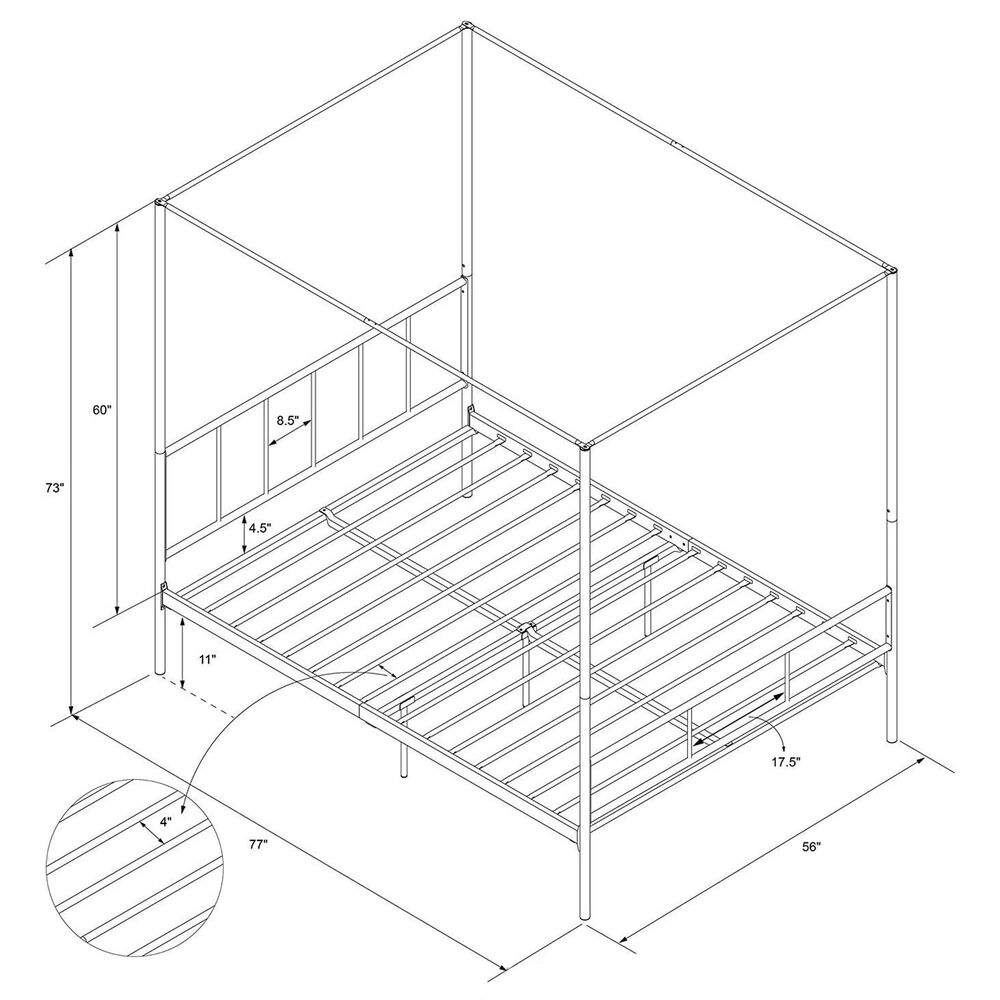 Novogratz Marion Queen Canopy Bed in Black, , large