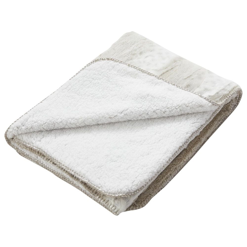 Duke Imports Leopard Stripe Plush Throw in Ivory and Cream, , large