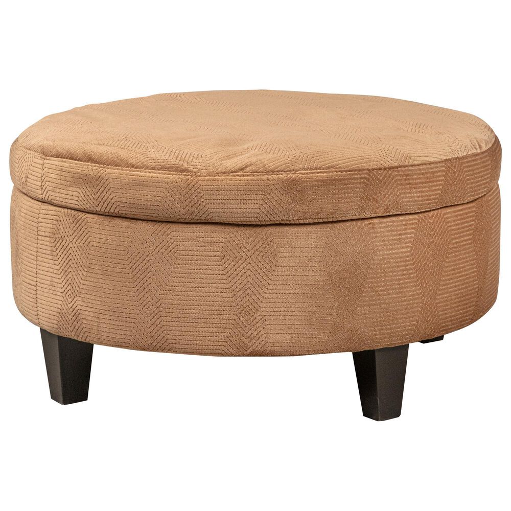 Jonathan Louis Orion Round Storage Ottoman in Maya Caramel, , large