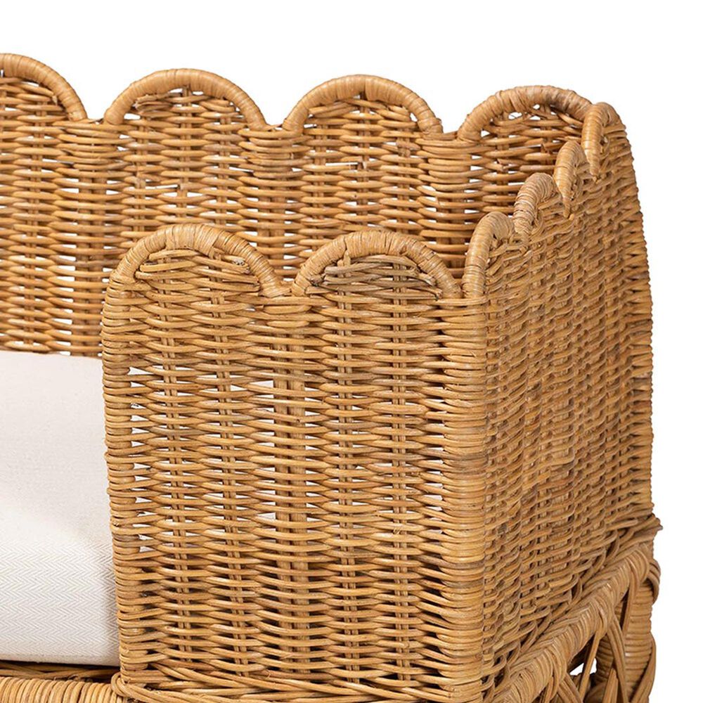 Baxton Studio Palm Rattan Pet Bed with Removable Cushion in Light Honey, , large