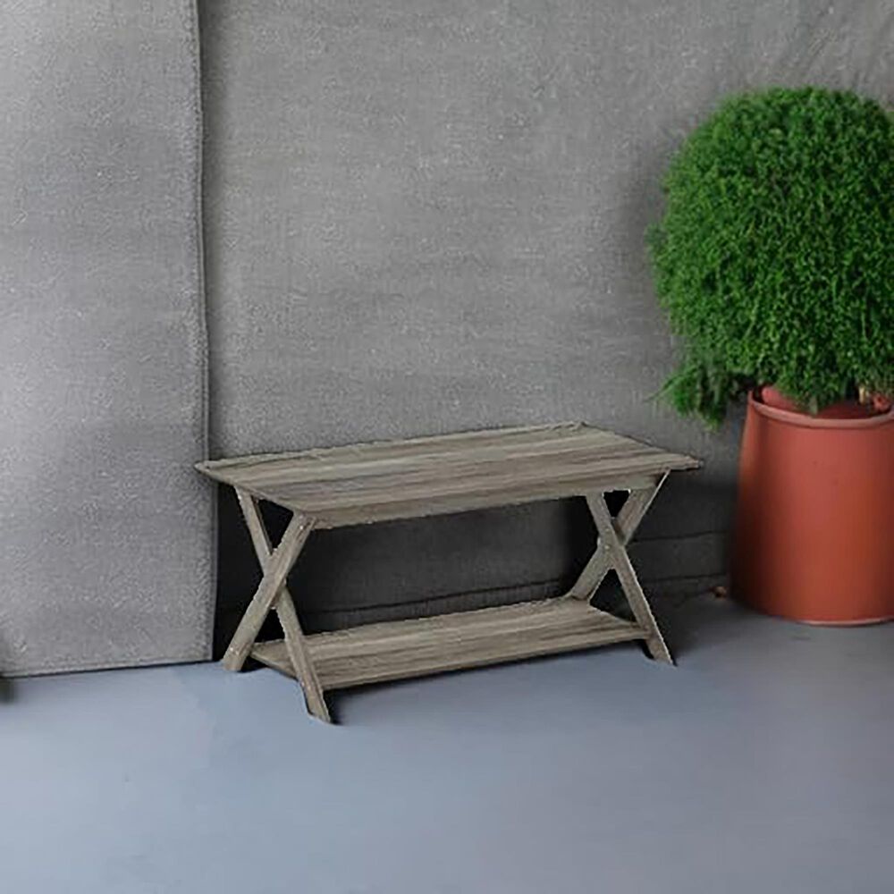 HOMLUX 1-Tier Simplistic Criss-Crossed Coffee Table in French Oak, , large