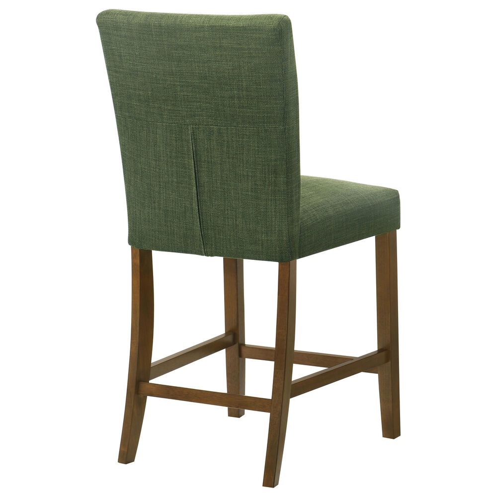 Coaster Paxton Counter Chair with Green Upholstery in Warm Brown, , large