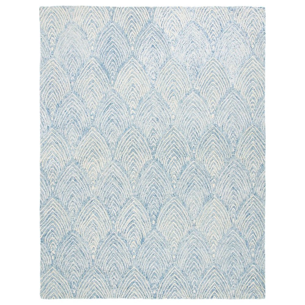 Safavieh Micro-Loop MLP177M 8" x 10" Light Blue and Ivory Area Rug, , large