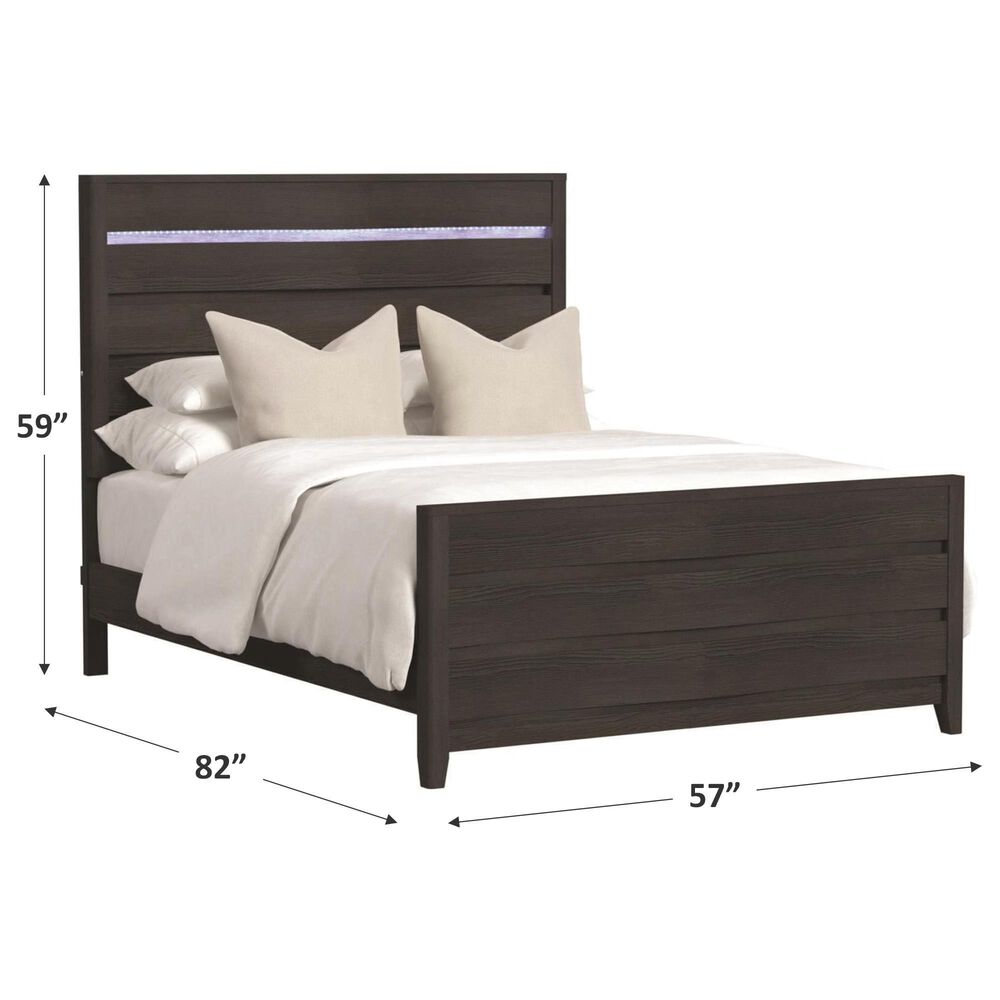 Mayberry Hill Tobias Full Panel Bed with LED in Black, , large