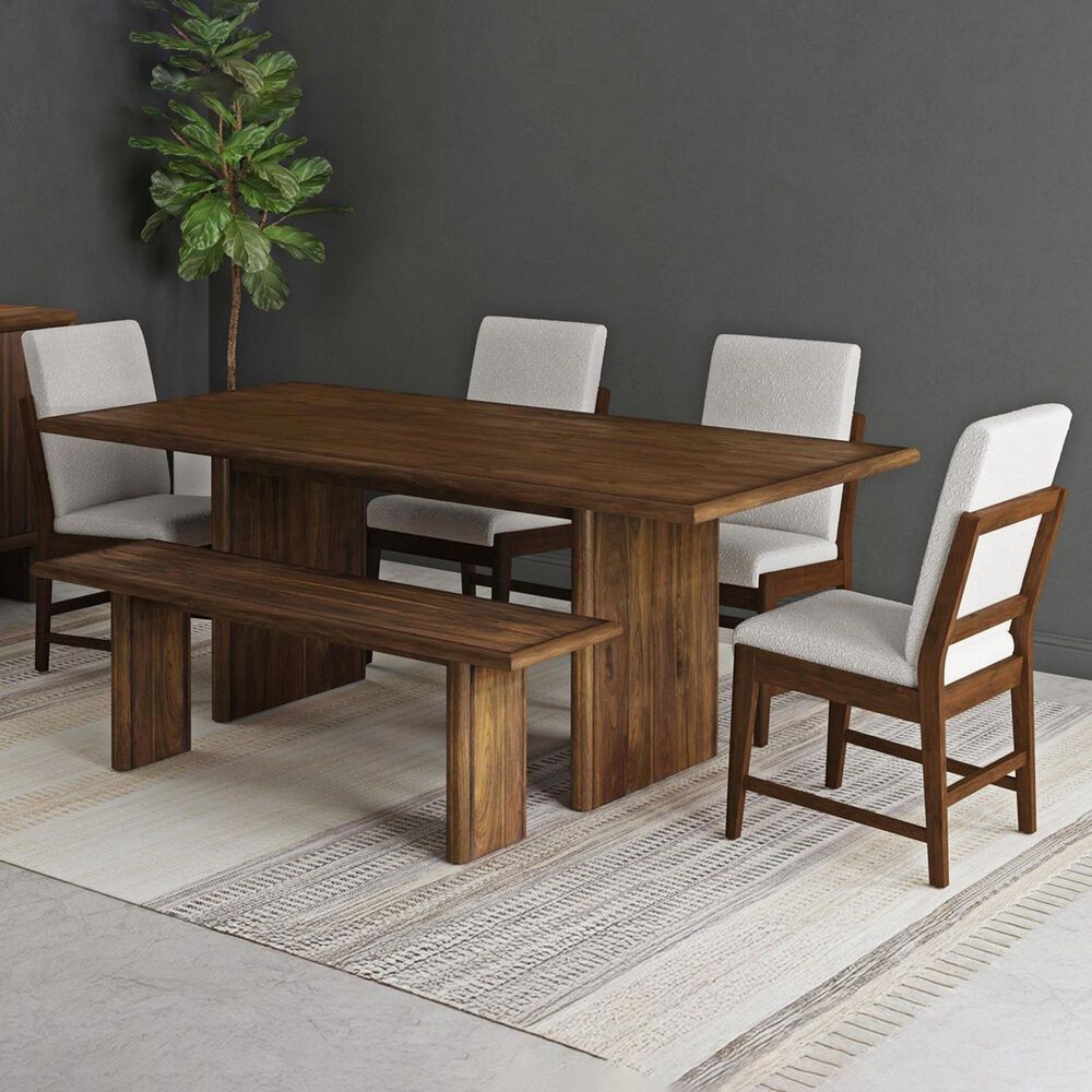 Mayberry Hill Brisbane 6-Piece Rectangular Dining Set with Beige Cushion in Brown, , large