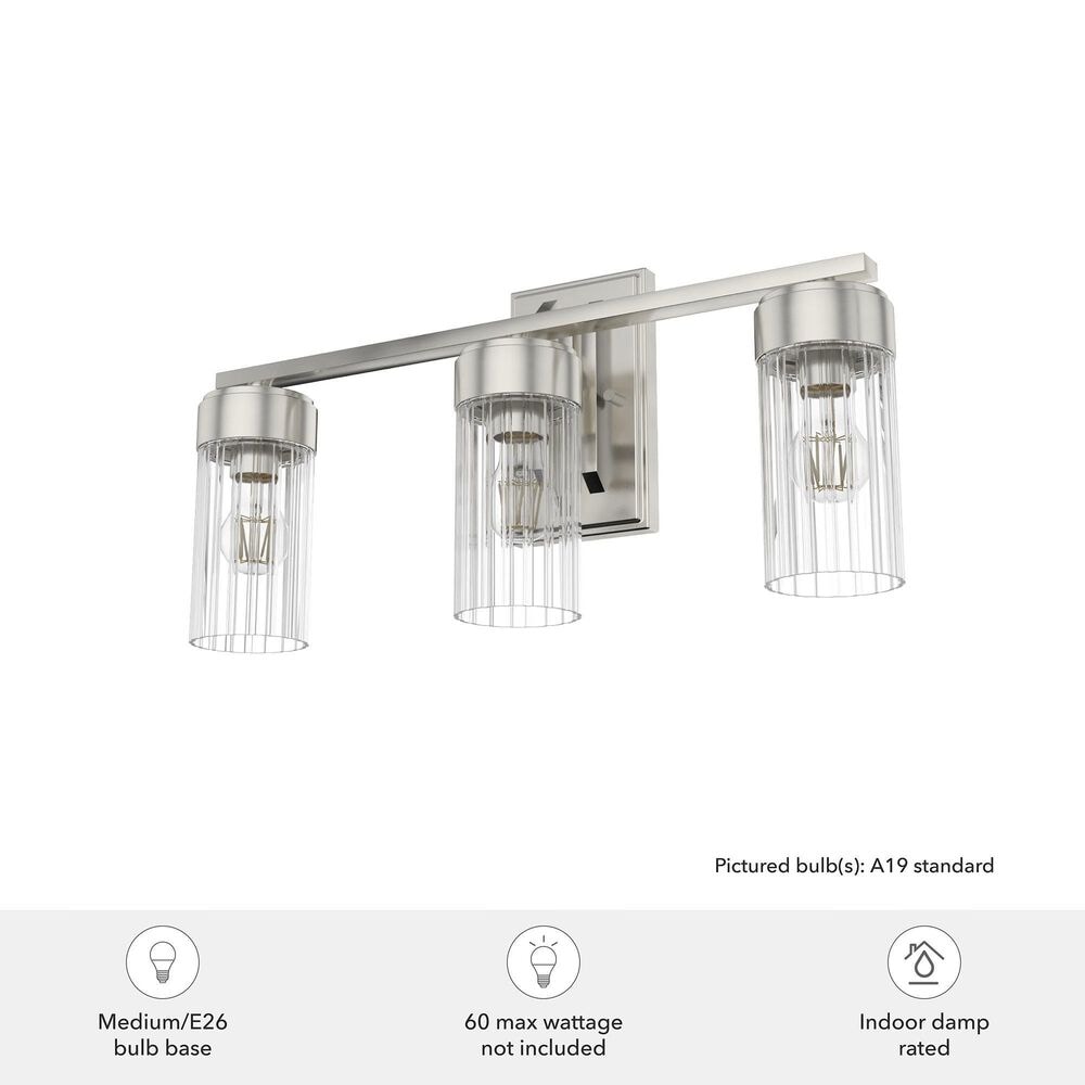 Hunter Gatz 3-Light Vanity in Brushed Nickel, , large