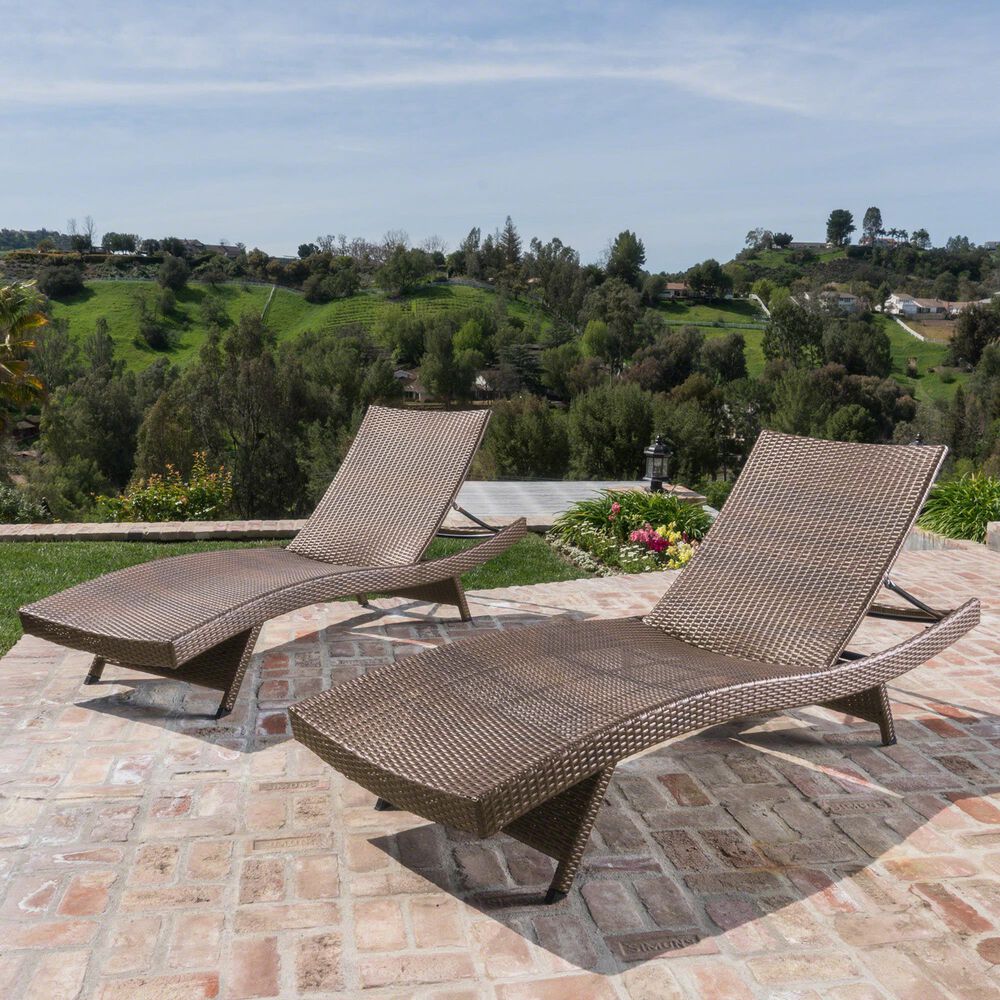 Noble House Salem Patio Chaise Lounge in Mixed Mocha &#40;Set of 2&#41;, , large