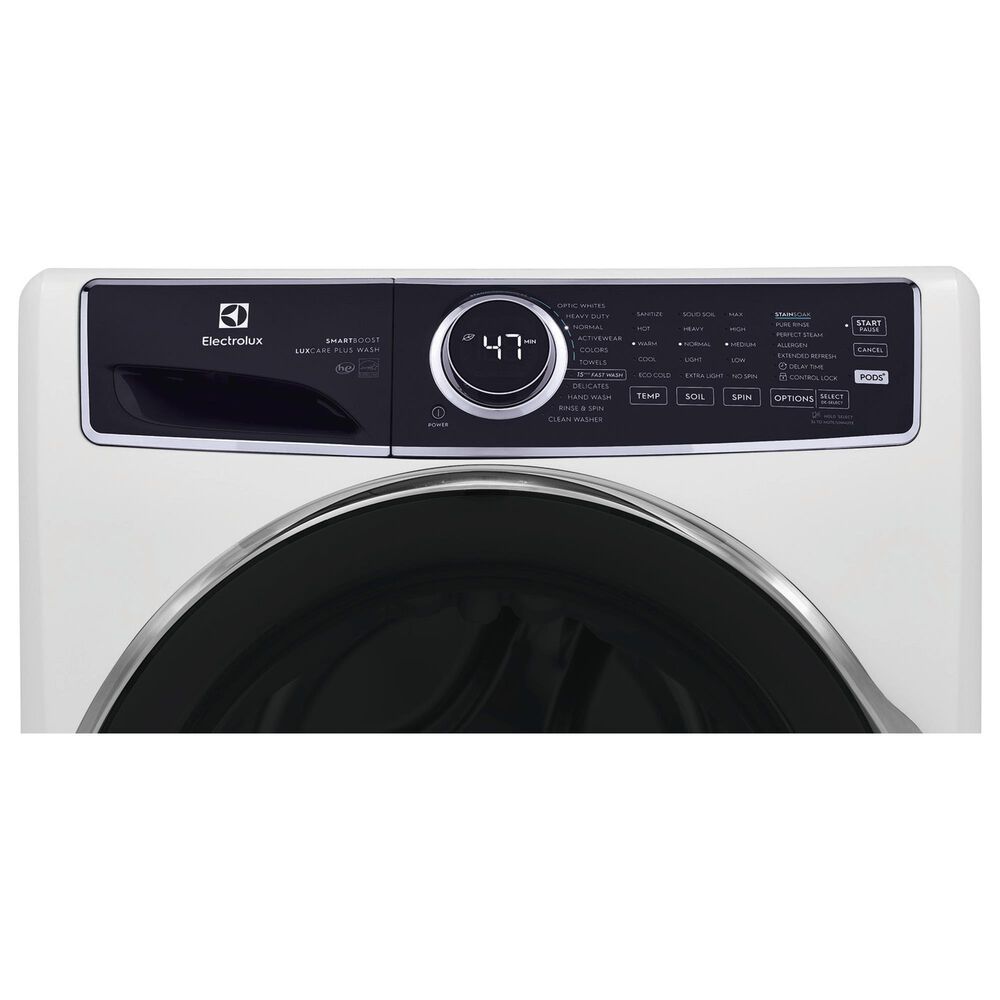 Electrolux 4.5 Cu. Ft. SmartBoost Front Load Washer and 8.0 Cu. Ft. Gas Dryer Laundry Pair with Pedestal in White, , large
