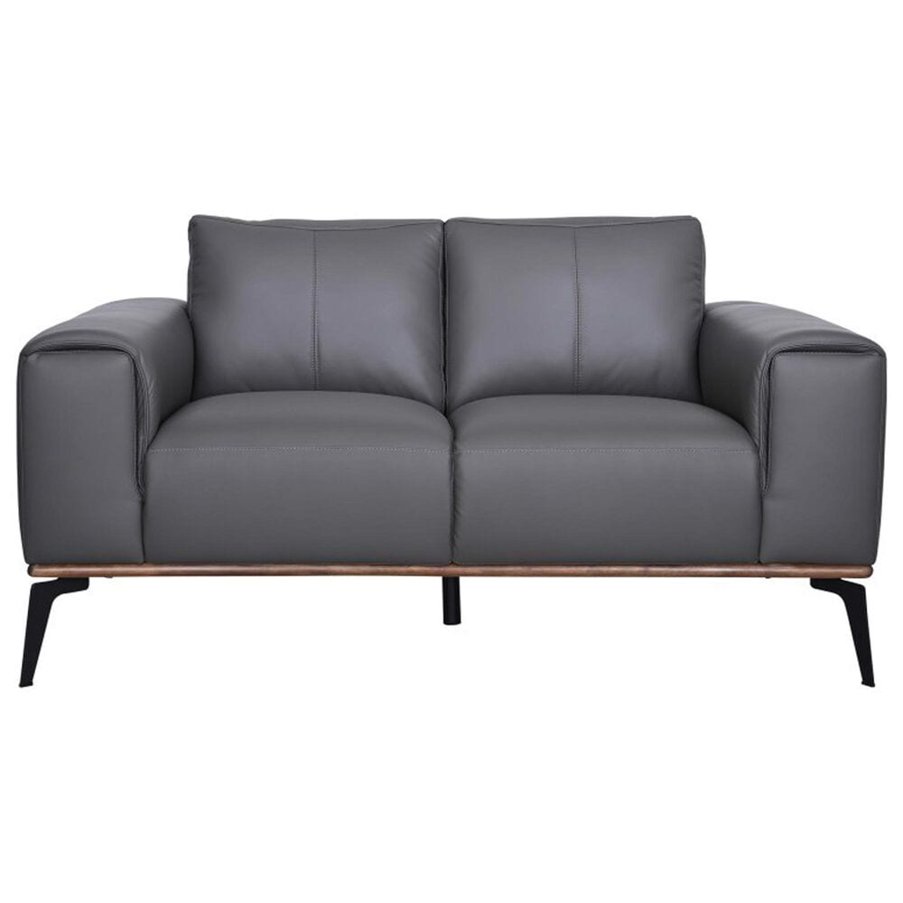 37B Pietro Stationary Leather Loveseat in Gray, , large
