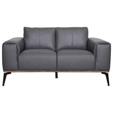 37B Pietro Stationary Leather Loveseat in Gray, , large
