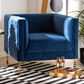 Baxton Studio Seraphin Arm Chair in Navy Blue, , large
