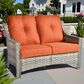 HOMLUX Outdoor Rattan Loveseat with Ergonomic in Coarse Textured Orange, , large