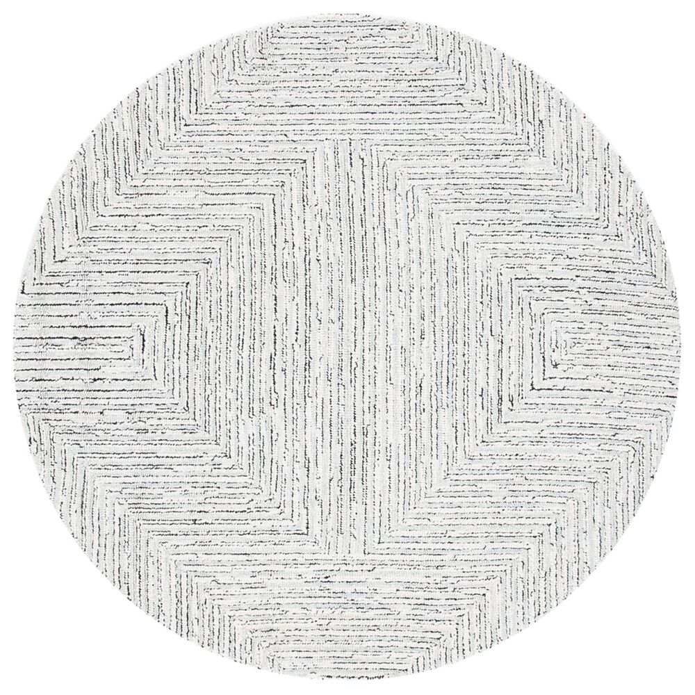 Safavieh Micro-Loop MLP176F 5" Round Light Grey and Ivory Area Rug, , large