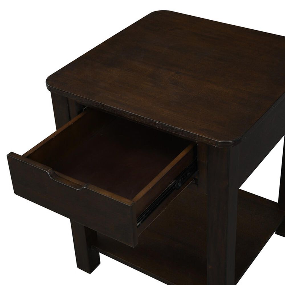 HOMLUX 20" End Table with Drawer in Dark Brown, , large