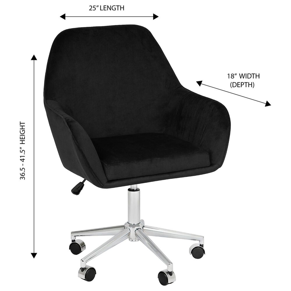 Impressions Vanity Kelly Swivel Vanity Chair with Black Cushion in Matte Silver, , large