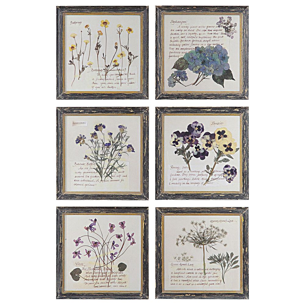 Creative Coop Heirloom 9.75" Square Wall Decor with Floral Images in Multicolor (Set of 6), , large