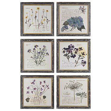 Creative Coop Heirloom 9.75" Square Wall Decor with Floral Images in Multicolor (Set of 6), , large