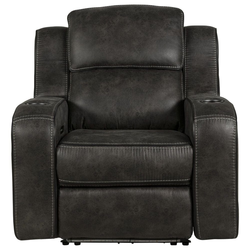Oxford Furniture Power Recliner with Power Headrest in Cowboy Granite, , large