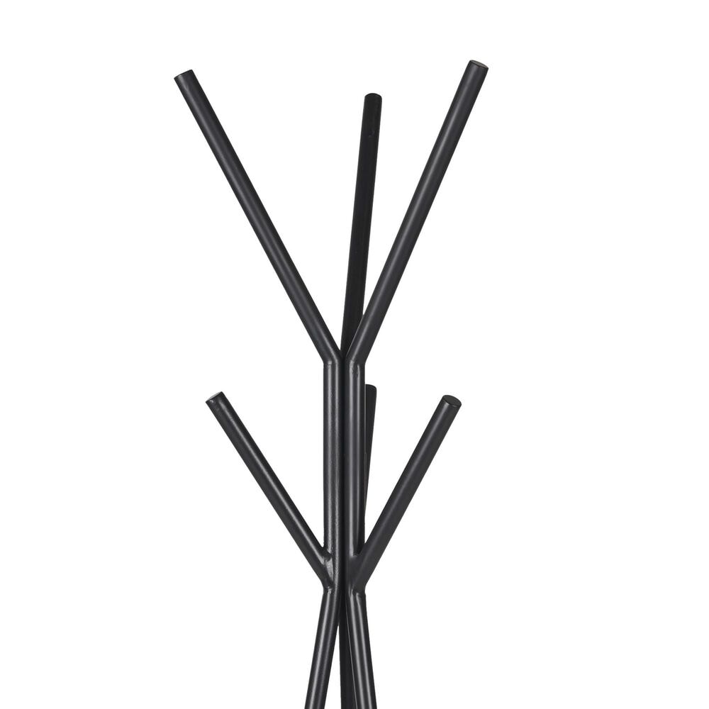 Mercana Everett Coat Rack with 2 Triangular Wooden Shelves in Matte Black, , large