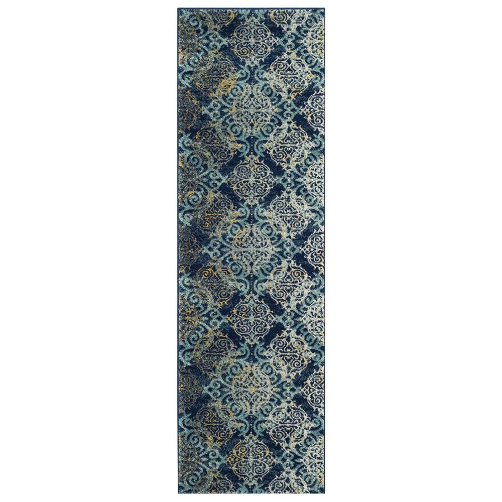 Safavieh Evoke EVK230A 2"2" x 9" Royal Blue and Light Blue Runner, , large